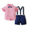 Children's Striped Shirt Suspender Suit